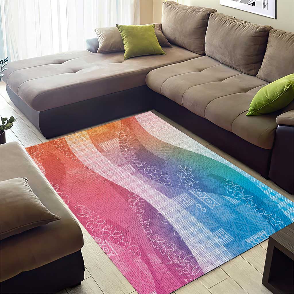 Polynesian Tribal Pattern Patchwork Picturesque Area Rug Holographic