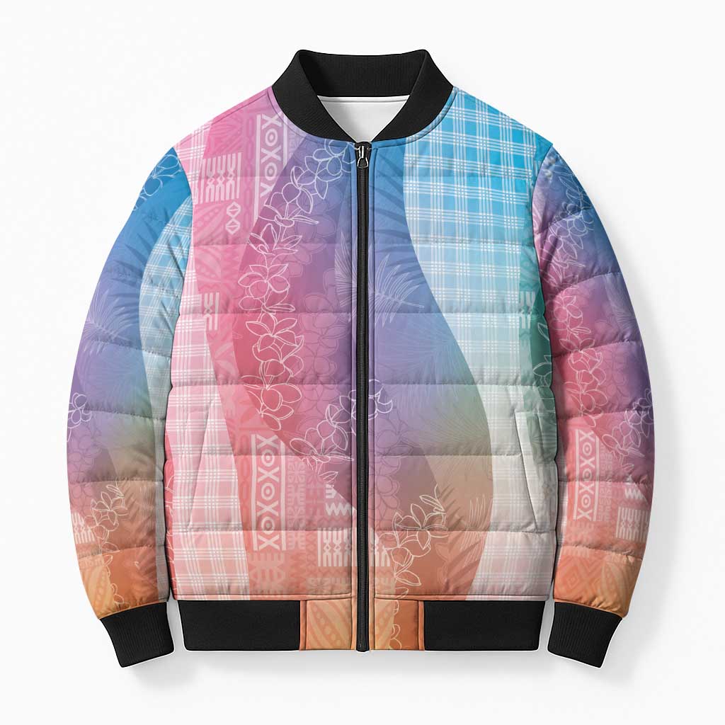 Polynesian Tribal Pattern Patchwork Picturesque Bomber Puffer Jacket Holographic