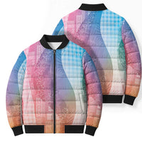 Polynesian Tribal Pattern Patchwork Picturesque Bomber Puffer Jacket Holographic