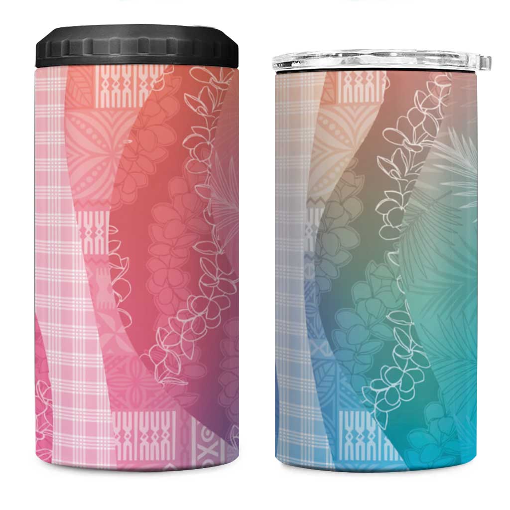 Polynesian Tribal Pattern Patchwork Picturesque 4 in 1 Can Cooler Tumbler Holographic