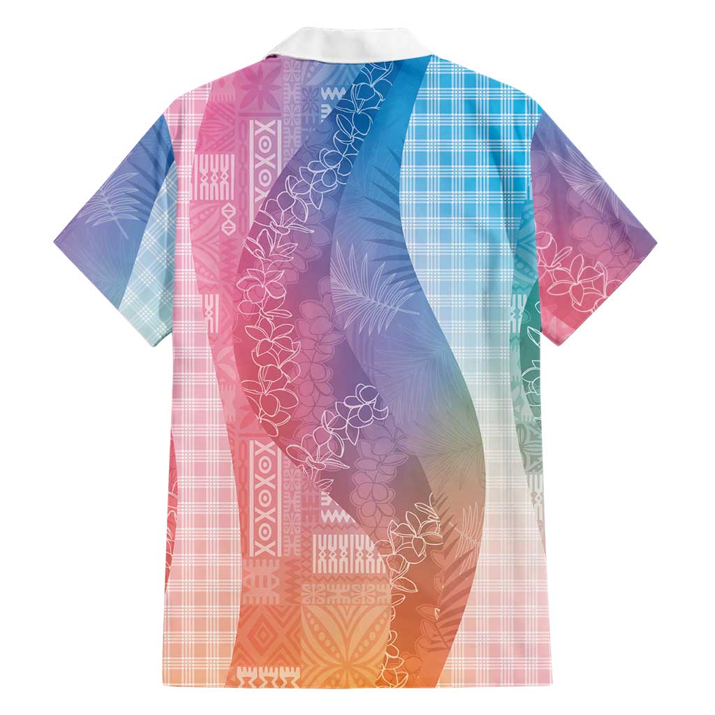 Polynesian Tribal Pattern Patchwork Picturesque Family Matching Off Shoulder Short Dress and Hawaiian Shirt Holographic