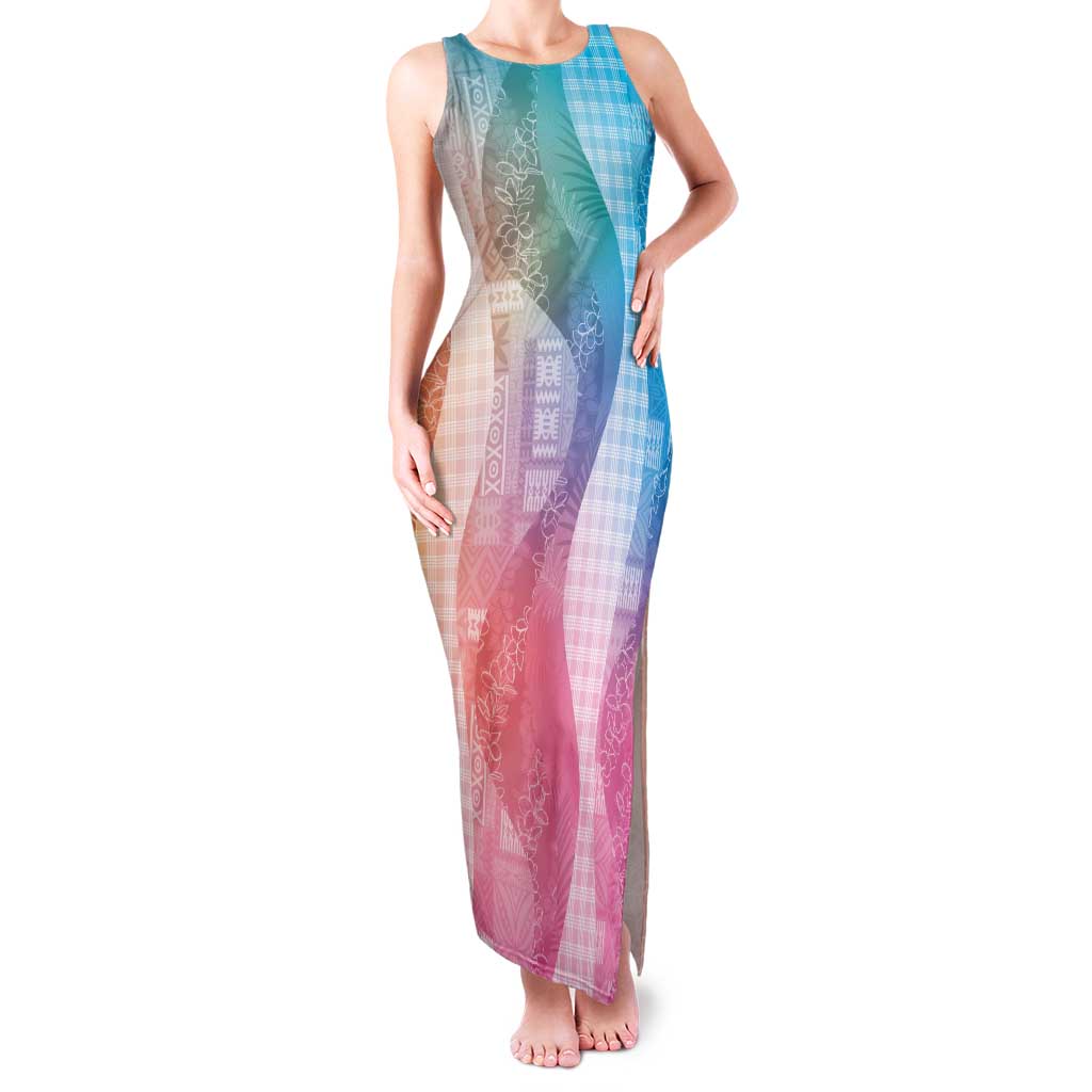 Polynesian Tribal Pattern Patchwork Picturesque Family Matching Tank Maxi Dress and Hawaiian Shirt Holographic