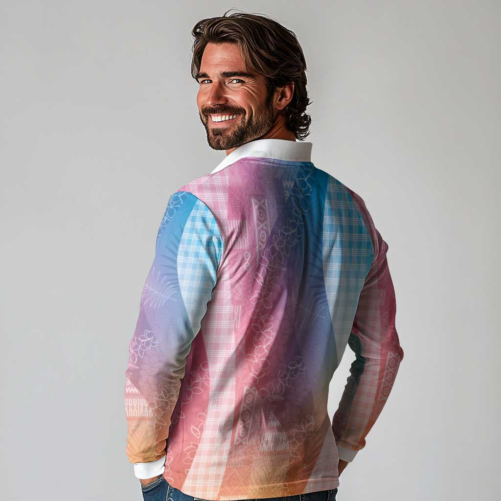 Polynesian Tribal Pattern Patchwork Picturesque Long Sleeve Polo Shirt Holographic