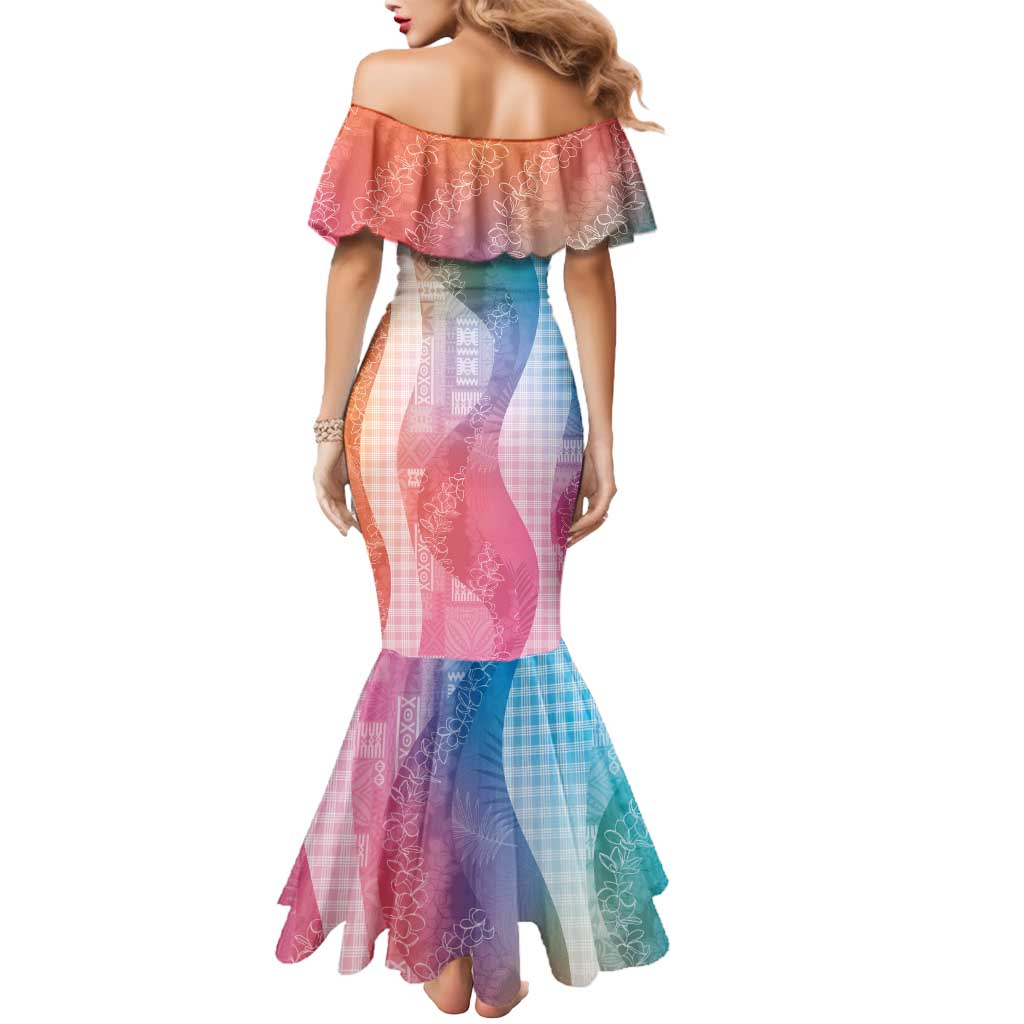 Polynesian Tribal Pattern Patchwork Picturesque Mermaid Dress Holographic