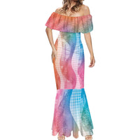 Polynesian Tribal Pattern Patchwork Picturesque Mermaid Dress Holographic