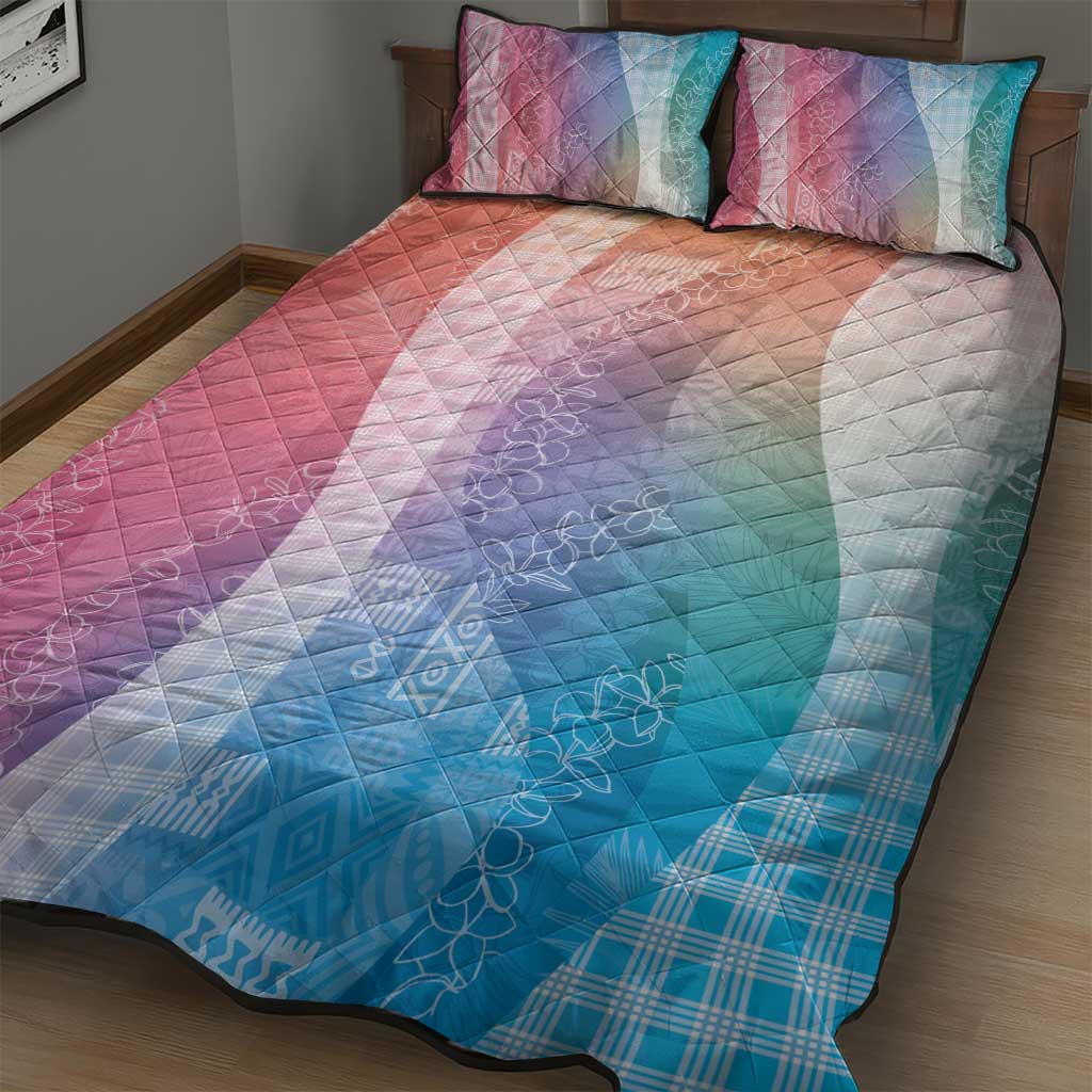 Polynesian Tribal Pattern Patchwork Picturesque Quilt Bed Set Holographic