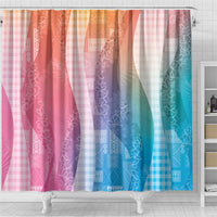 Polynesian Tribal Pattern Patchwork Picturesque Shower Curtain Holographic