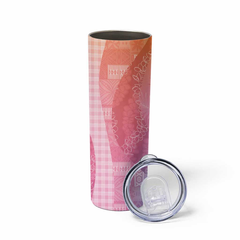 Polynesian Tribal Pattern Patchwork Picturesque Skinny Tumbler Holographic