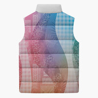 Polynesian Tribal Pattern Patchwork Picturesque Sleeveless Puffer Jacket Holographic