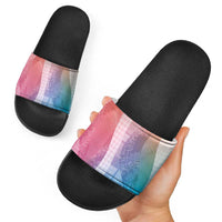 Polynesian Tribal Pattern Patchwork Picturesque Slide Sandals Holographic
