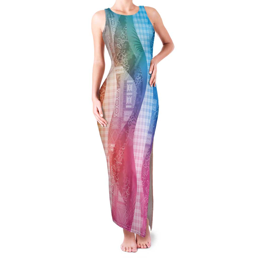Polynesian Tribal Pattern Patchwork Picturesque Tank Maxi Dress Holographic
