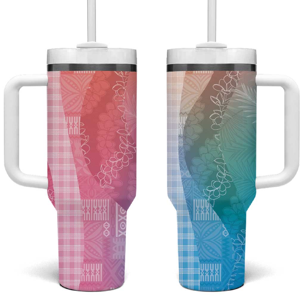 Polynesian Tribal Pattern Patchwork Picturesque Tumbler With Handle Holographic LT7 One Size: 40 oz Holographic - Polynesian Pride