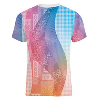 Polynesian Tribal Pattern Patchwork Picturesque Women V-Neck T-Shirt Holographic