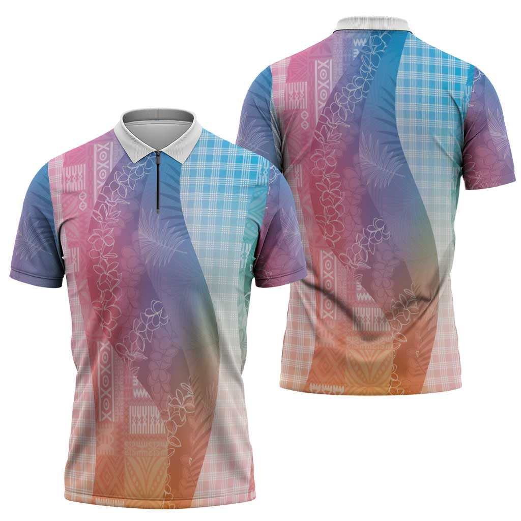 Polynesian Tribal Pattern Patchwork Picturesque Zipper Polo Shirt Holographic