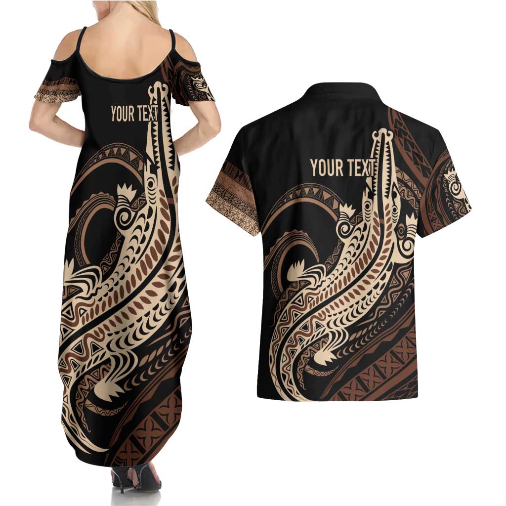 Personalized Solomon Islands Crocodile Couples Matching Summer Maxi Dress and Hawaiian Shirt Hapi Isles - Independence Anniversary