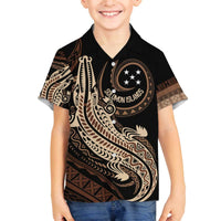 Personalized Solomon Islands Crocodile Family Matching Off The Shoulder Long Sleeve Dress and Hawaiian Shirt Hapi Isles - Independence Anniversary