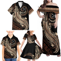 Personalized Solomon Islands Crocodile Family Matching Off Shoulder Maxi Dress and Hawaiian Shirt Hapi Isles - Independence Anniversary