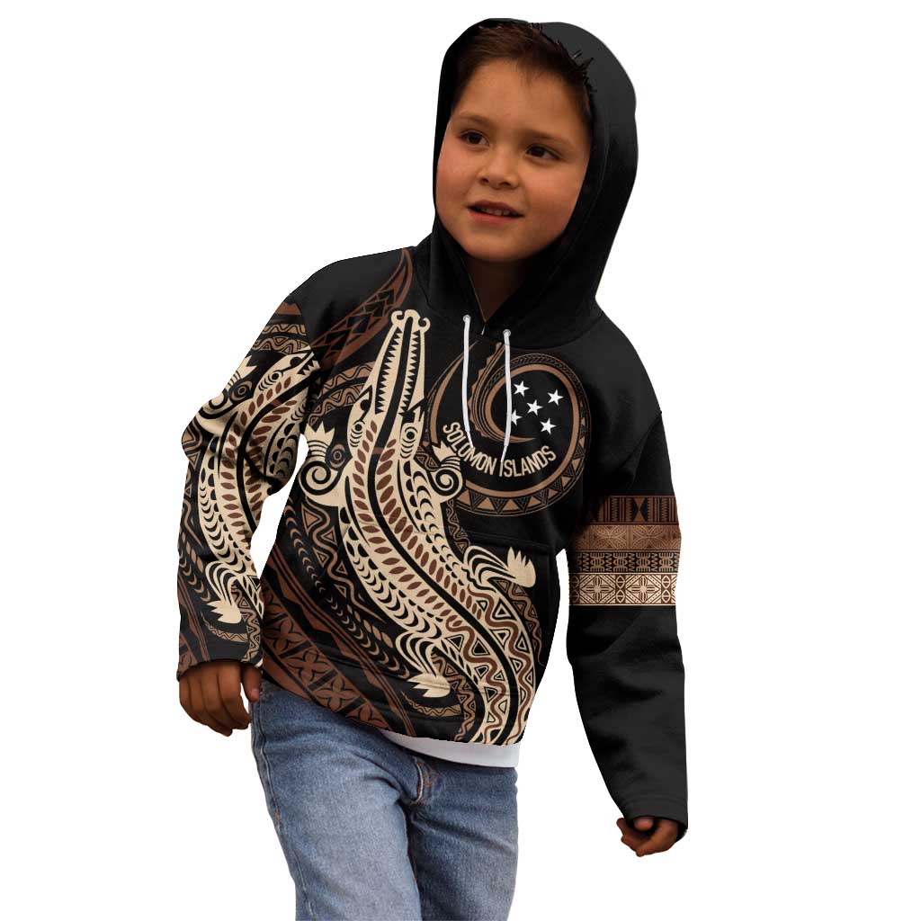 Personalized Solomon Islands Crocodile Kid Hoodie Hapi Isles - Independence Anniversary