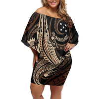 Personalized Solomon Islands Crocodile Off Shoulder Short Dress Hapi Isles - Independence Anniversary