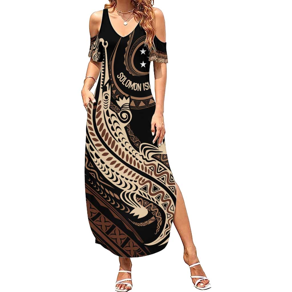 Personalized Solomon Islands Crocodile Summer Maxi Dress Hapi Isles - Independence Anniversary