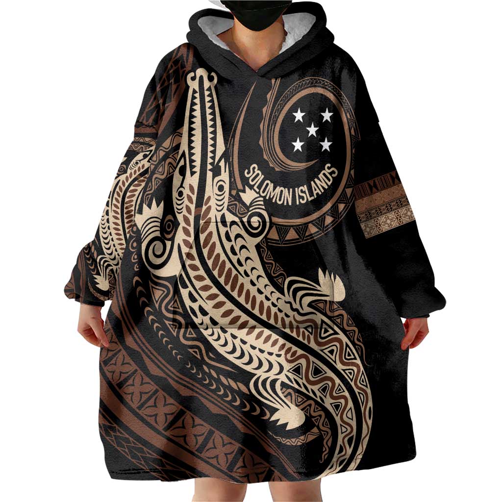 Personalized Solomon Islands Crocodile Wearable Blanket Hoodie Hapi Isles - Independence Anniversary