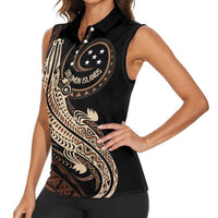 Personalized Solomon Islands Crocodile Women Sleeveless Polo Shirt Hapi Isles - Independence Anniversary