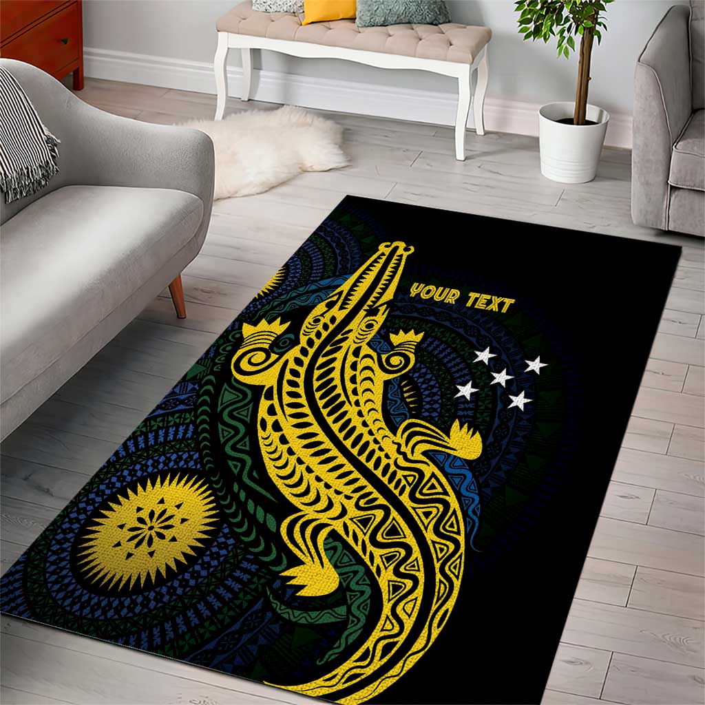 Personalized Solomon Islands Independence Anniversary Area Rug Crocodile Mix Tapa