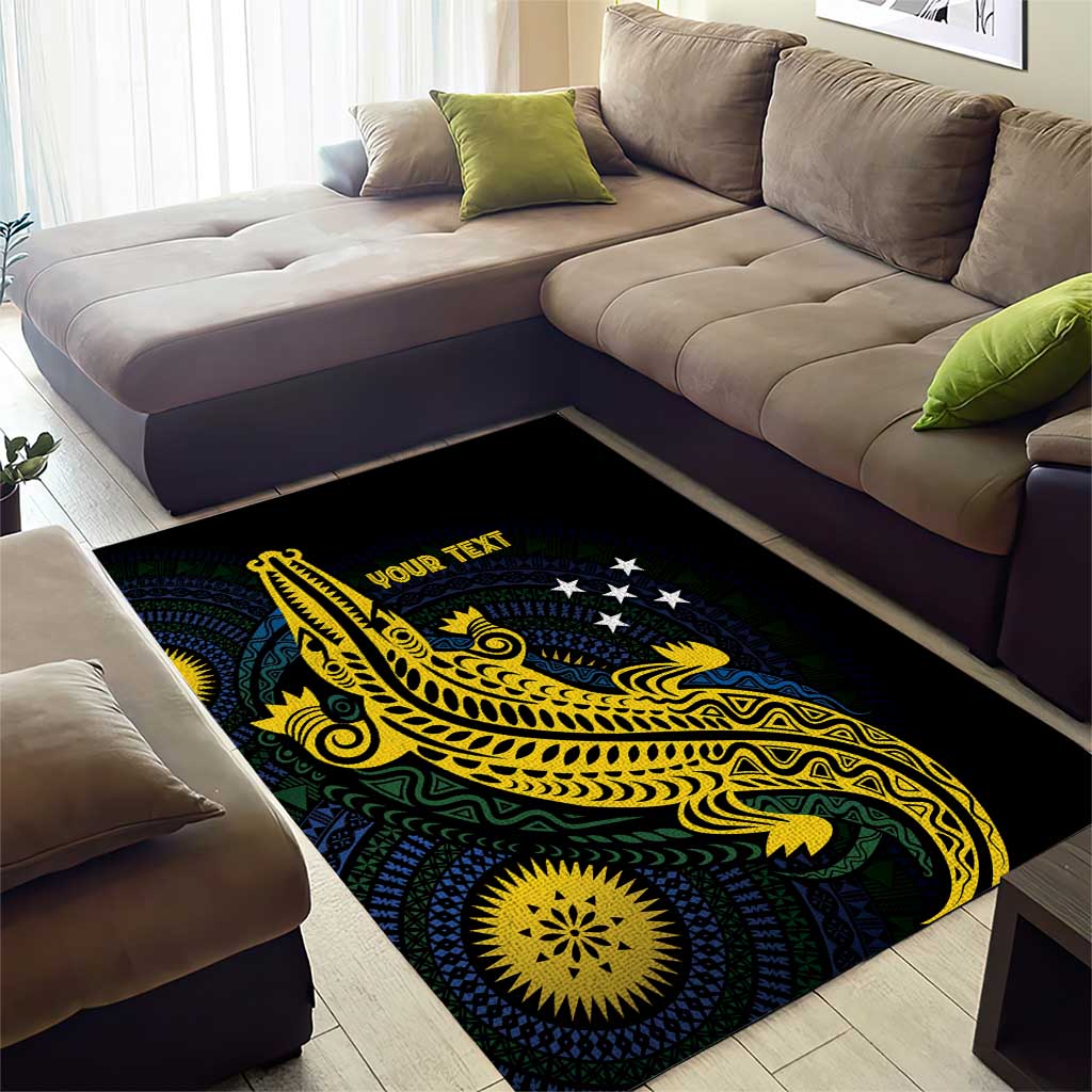 Personalized Solomon Islands Independence Anniversary Area Rug Crocodile Mix Tapa