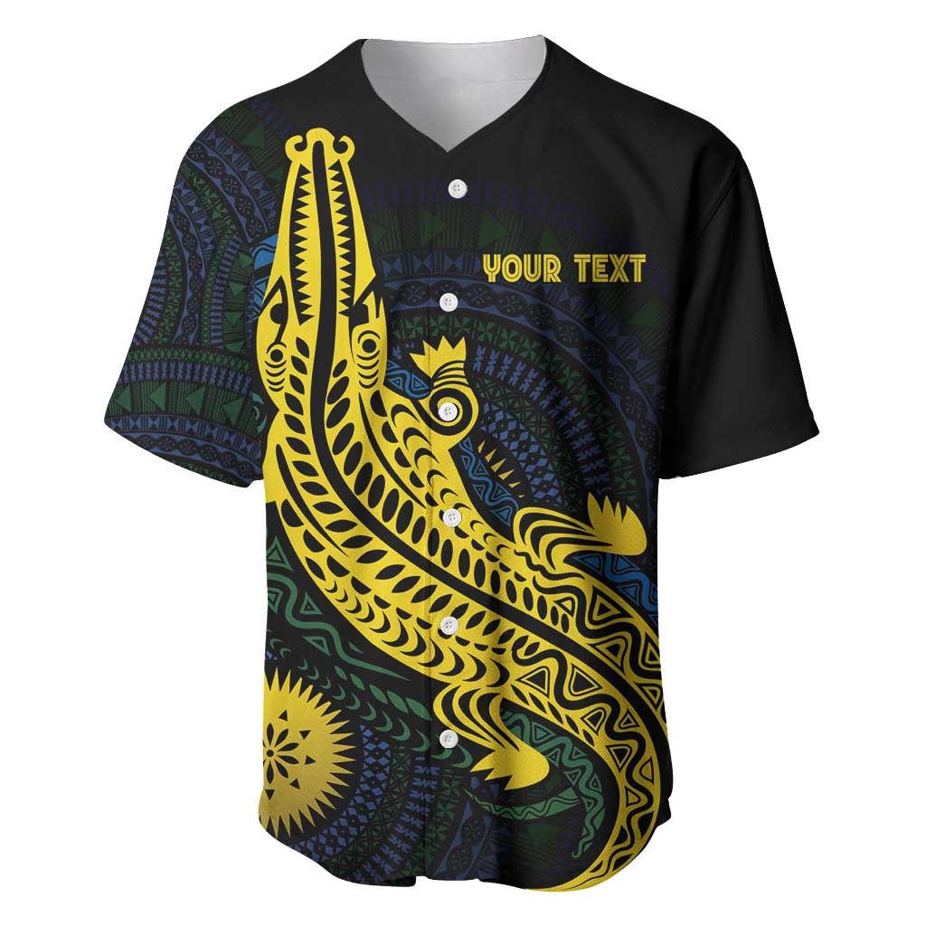 Personalized Solomon Islands Independence Anniversary Baseball Jersey Crocodile Mix Tapa