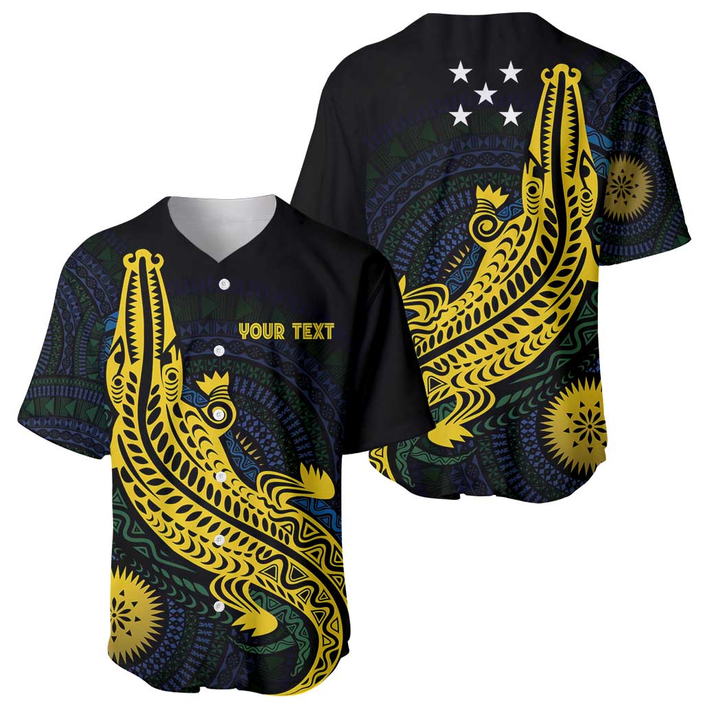 Personalized Solomon Islands Independence Anniversary Baseball Jersey Crocodile Mix Tapa