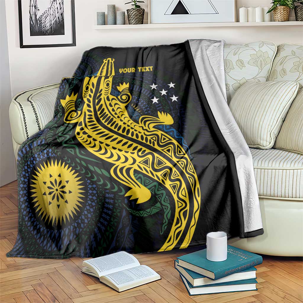 Personalized Solomon Islands Independence Anniversary Blanket Crocodile Mix Tapa