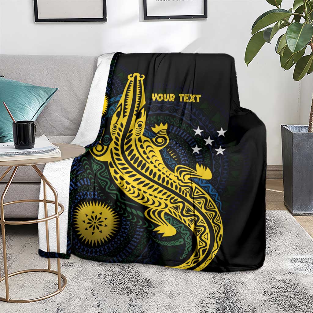 Personalized Solomon Islands Independence Anniversary Blanket Crocodile Mix Tapa