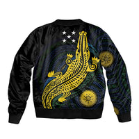Personalized Solomon Islands Independence Anniversary Bomber Jacket Crocodile Mix Tapa LT7 - Polynesian Pride