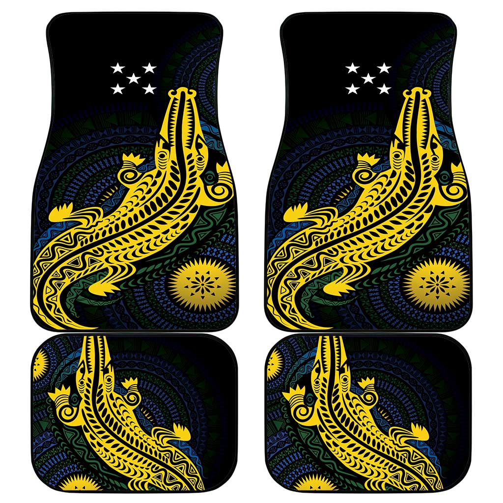 Personalized Solomon Islands Independence Anniversary Car Mats Crocodile Mix Tapa