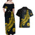 Personalized Solomon Islands Independence Anniversary Couples Matching Off Shoulder Maxi Dress and Hawaiian Shirt Crocodile Mix Tapa