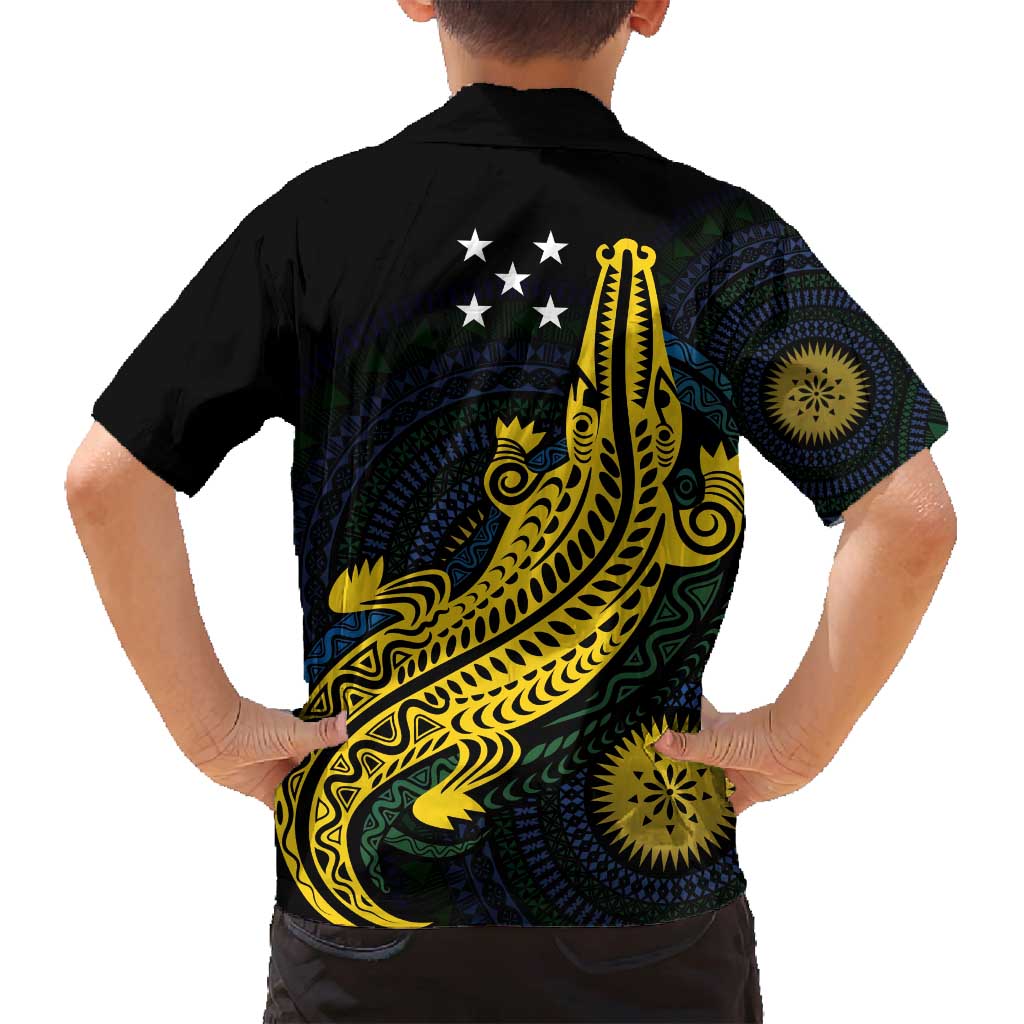 Personalized Solomon Islands Independence Anniversary Family Matching Long Sleeve Bodycon Dress and Hawaiian Shirt Crocodile Mix Tapa