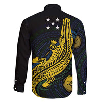 Personalized Solomon Islands Independence Anniversary Family Matching Mermaid Dress and Hawaiian Shirt Crocodile Mix Tapa