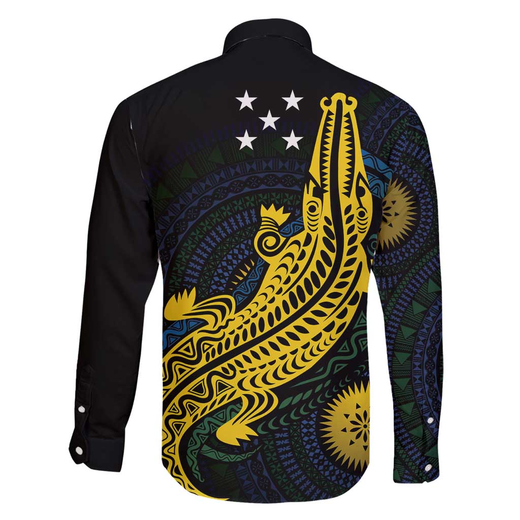 Personalized Solomon Islands Independence Anniversary Family Matching Tank Maxi Dress and Hawaiian Shirt Crocodile Mix Tapa