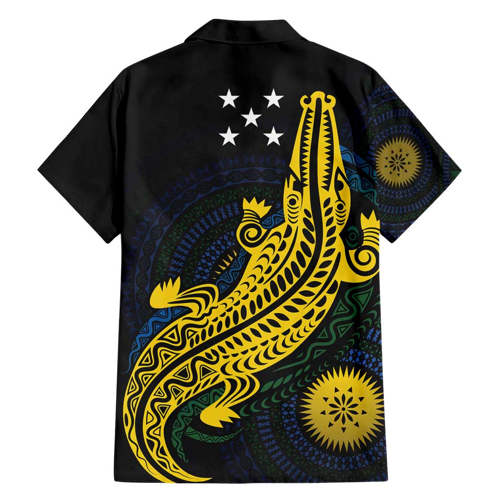 Personalized Solomon Islands Independence Anniversary Hawaiian Shirt Crocodile Mix Tapa