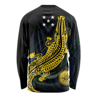 Personalized Solomon Islands Independence Anniversary Long Sleeve Shirt Crocodile Mix Tapa