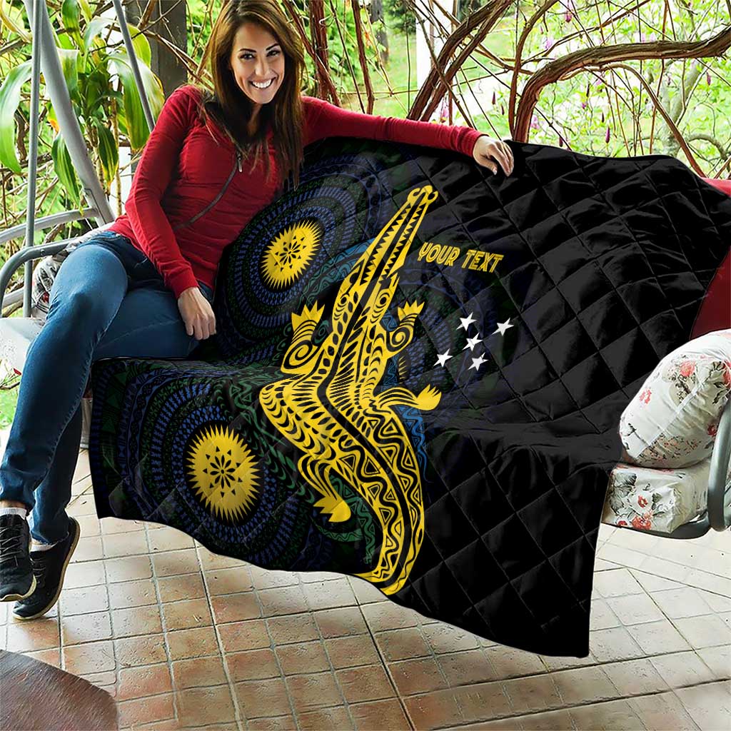 Personalized Solomon Islands Independence Anniversary Quilt Crocodile Mix Tapa