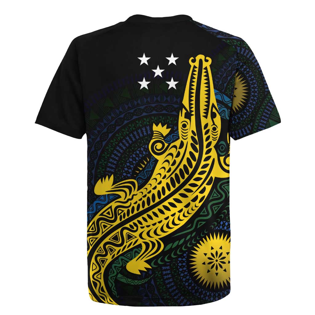 Personalized Solomon Islands Independence Anniversary Rugby Jersey Crocodile Mix Tapa