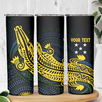 Personalized Solomon Islands Independence Anniversary Skinny Tumbler Crocodile Mix Tapa
