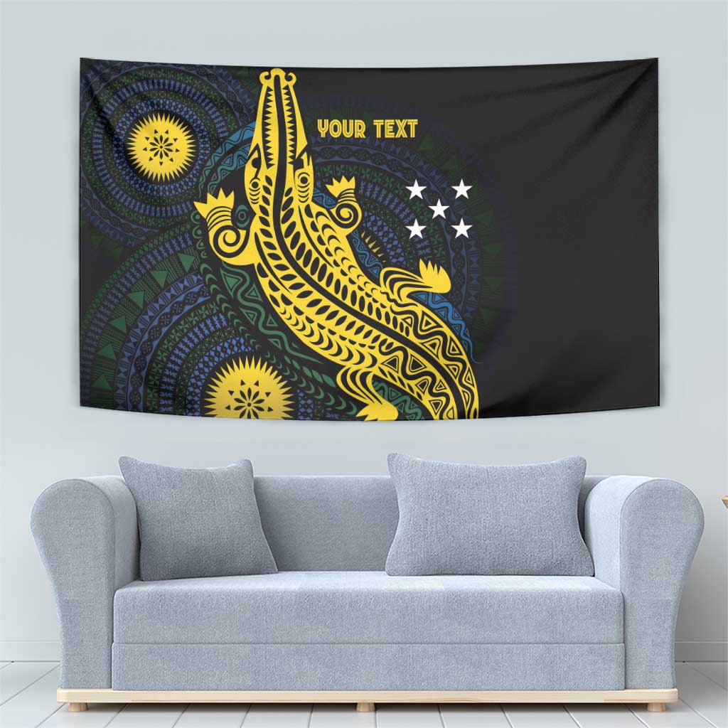 Personalized Solomon Islands Independence Anniversary Tapestry Crocodile Mix Tapa