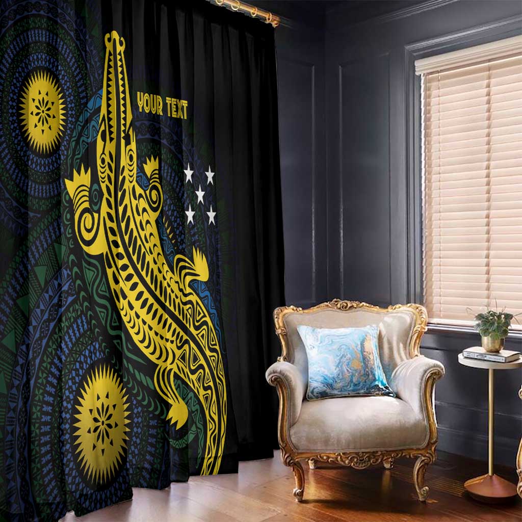 Personalized Solomon Islands Independence Anniversary Window Curtain Crocodile Mix Tapa