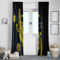 Personalized Solomon Islands Independence Anniversary Window Curtain Crocodile Mix Tapa