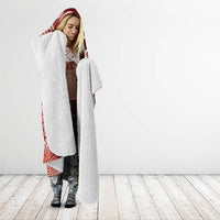 Aotearoa Maori Koru Curves Hooded Blanket Silver Ferns - Crimson Red LT7 - Polynesian Pride