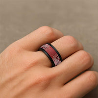 Aotearoa Maori Koru Curves Spinner Ring Silver Ferns - Crimson Red LT7 - Polynesian Pride