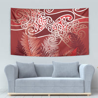 Aotearoa Maori Koru Curves Tapestry Silver Ferns - Crimson Red LT7 - Polynesian Pride