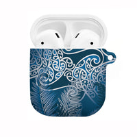 Aotearoa Maori Koru Curves AirPods Case Silver Ferns - Navy Blue LT7 Navy Blue - Polynesian Pride